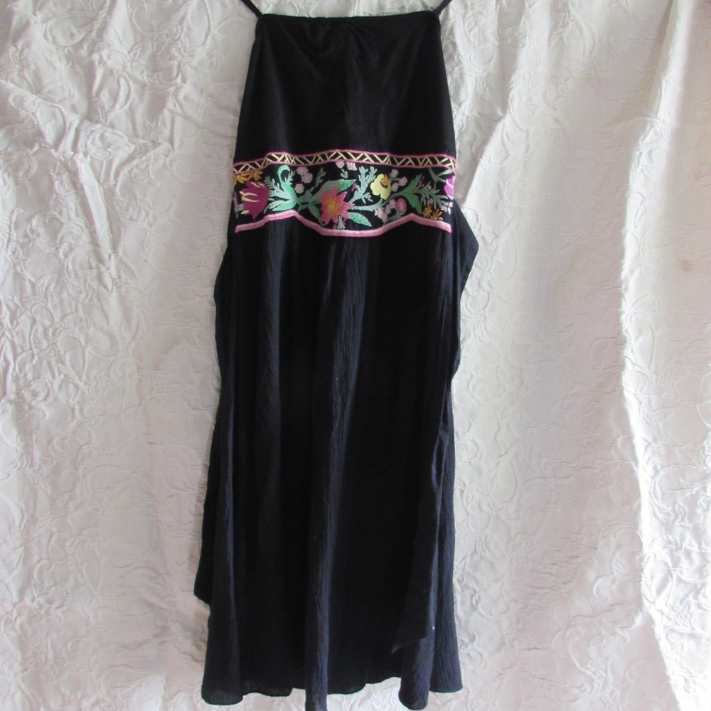 Free People strapless floral embroidered dress